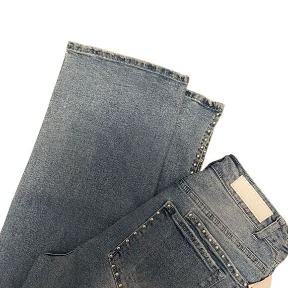 AKIRA Elevated Midi Rise Studded Slit Straight Leg Jeans 11 or 29 NWT - Picture 6 of 7
